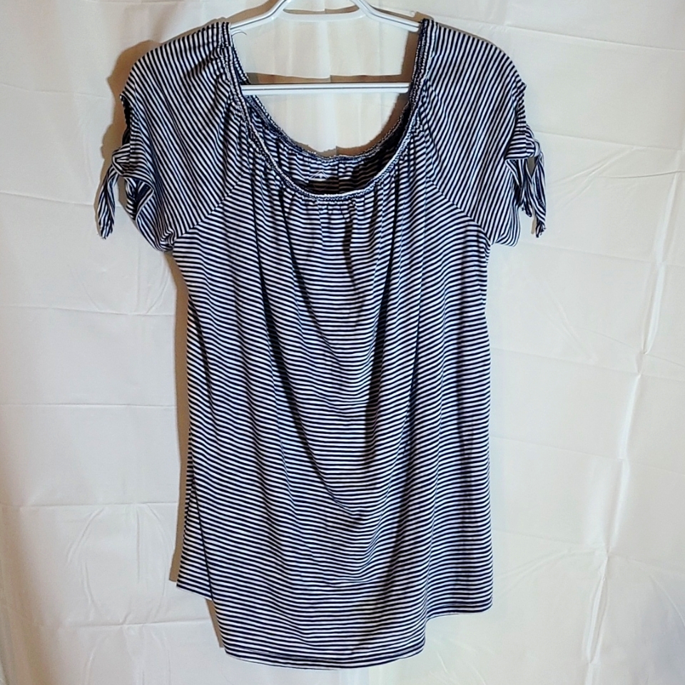 St John's Bay Blue & White Striped Top